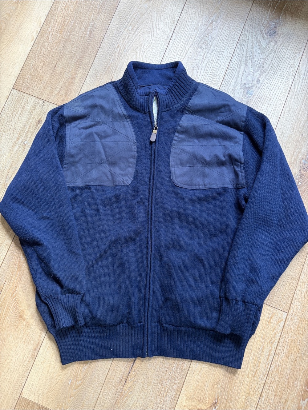 Orvis Sweater Jacket Mens M Blue Foul Weather Wool Full Zip Shooting Hunting